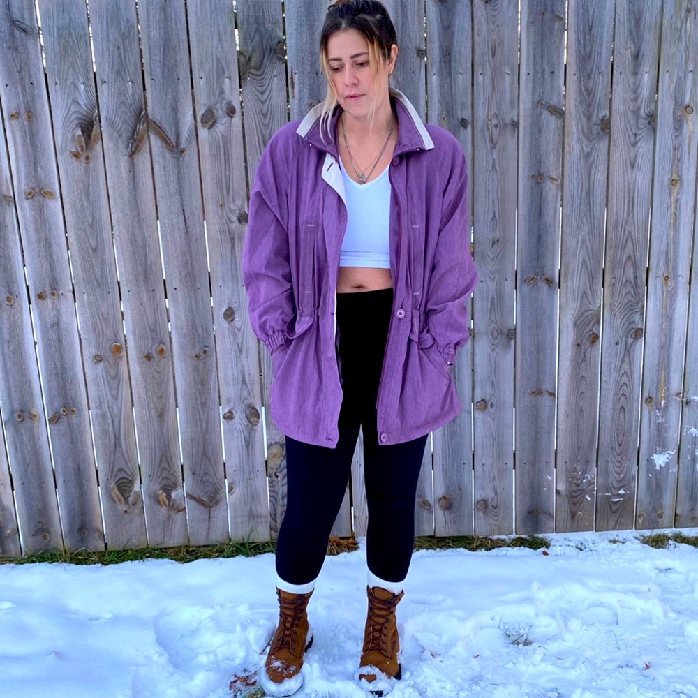 Vintage UTEX Coat Purple 90s Jacket Zipper Retro